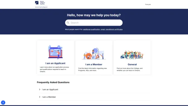 Ontario College of Teachers FAQ desktop
