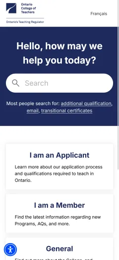 Ontario College of Teachers FAQ mobile
